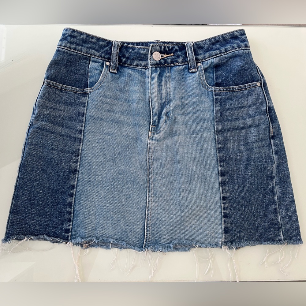 Pacsun Los Angeles distressed multi denim skirt
